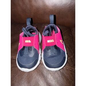 Nike Flex Toddler Girls Pink Navy Blue Sneakers Slip On Shoes Size 4C